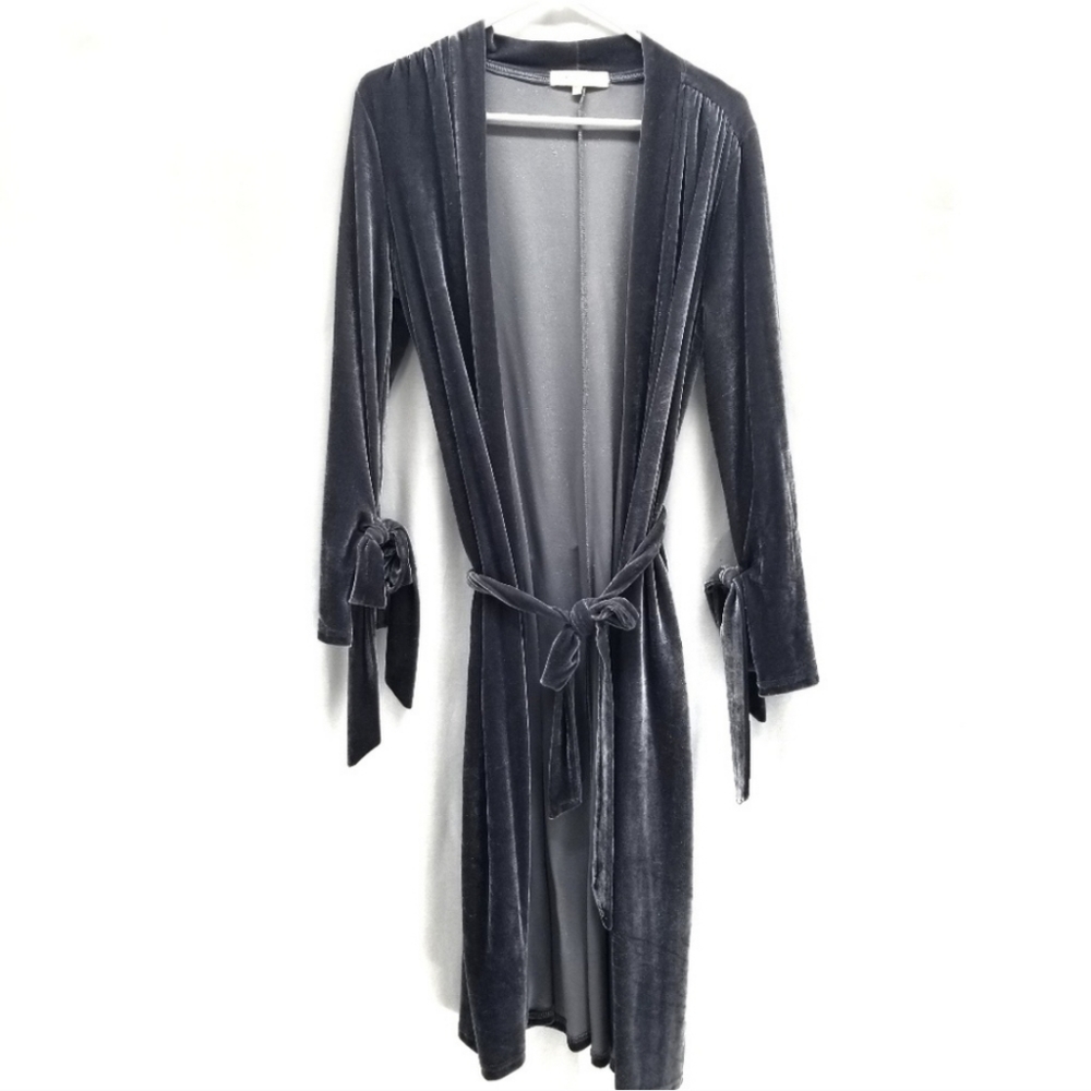 Light Gray - Franco Velvet Trench Cardigan Duster Small